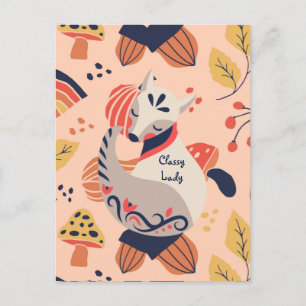 Vrouw leraar Gift CLASSY LADY Hygge Fox Briefkaart