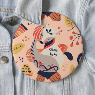 Vrouw leraar Gift CLASSY LADY Hygge Fox Ronde Button 6,0 Cm