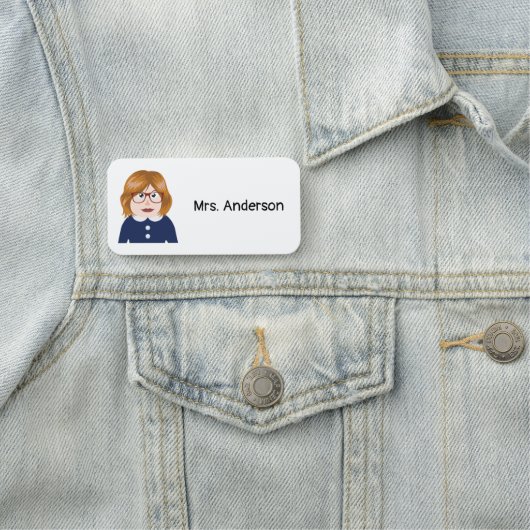 Vrouw Leraar met Glazen Custom Naamplaatje (In situ)