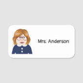 Vrouw Leraar met Glazen Custom Naamplaatje (Voorkant)