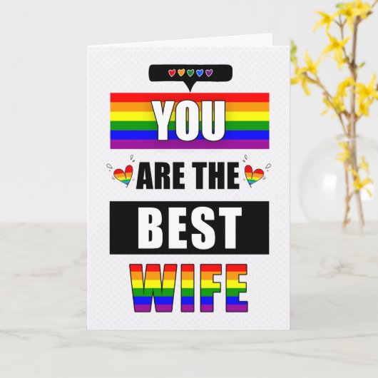 Vrouw Lesbisch Love You Typografie LGBTQ Rainbow Kaart (Gele Bloem)