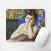 Vrouw leunend op een stoel muismat (Met muis)