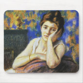 Vrouw leunend op een stoel muismat (Voorkant)