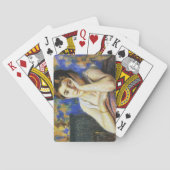 Vrouw leunend op een stoel pokerkaarten (Achterkant)