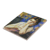 Vrouw leunend op een stoel tegeltje (Zijkant)