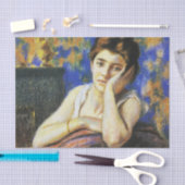 Vrouw leunend op een stoel tissuepapier (Craft)