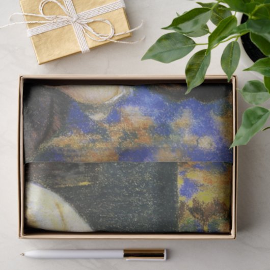 Vrouw leunend op een stoel tissuepapier (Geschenk)