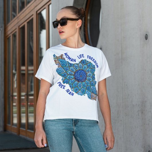 Vrouw leven vrijheid | Perzisch Minakari Blauw T-shirt