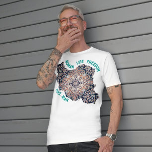 Vrouw leven vrijheid   Perzisch tapijt groen T-shirt