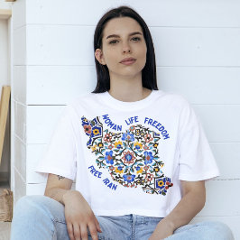 Vrouw leven vrijheid | Perzische Tegels blauw T-shirt