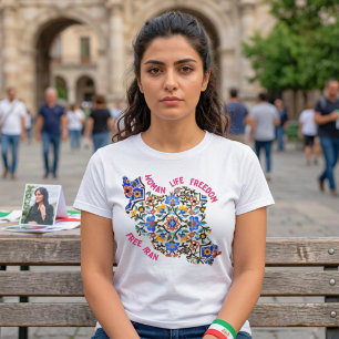 Vrouw Leven Vrijheid   Perzische Tegels Iraanse Ca T-shirt