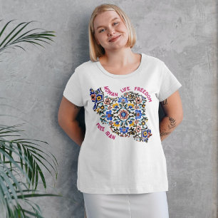 Vrouw leven vrijheid Perzische Tegels Iraanse ge T-shirt
