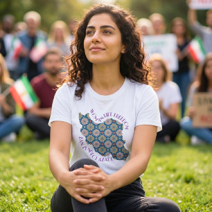 Vrouw Leven Vrijheid Protest Bloemen Paars T-shirt