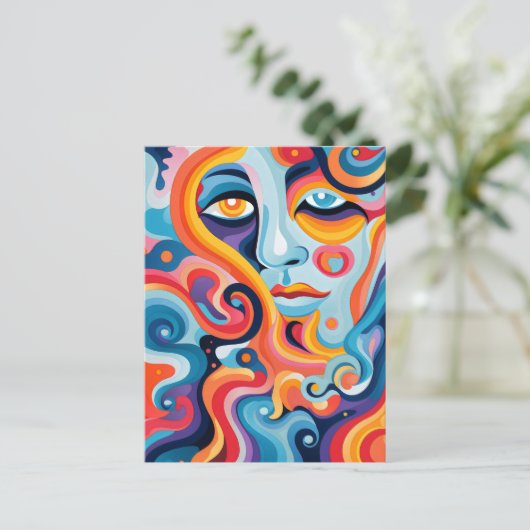 Vrouw Levendige werveling van emoties Briefkaart (Staand voorkant)