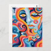 Vrouw Levendige werveling van emoties Briefkaart (Voorkant / Achterkant)