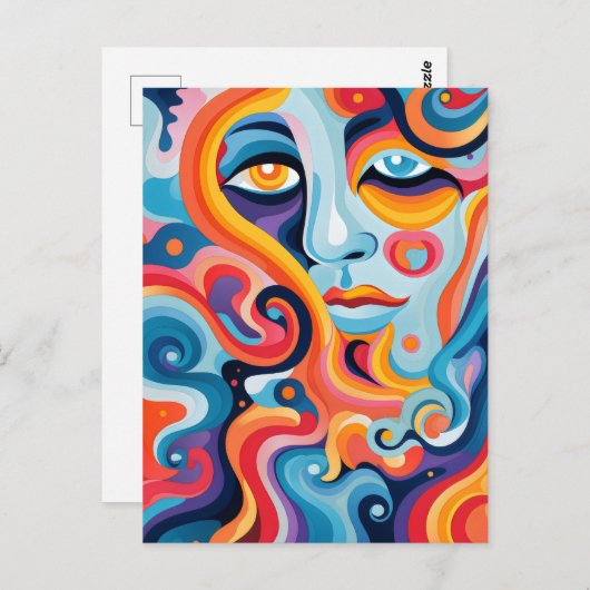 Vrouw Levendige werveling van emoties Briefkaart (Voorkant / Achterkant)