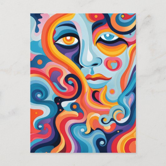Vrouw Levendige werveling van emoties Briefkaart (Voorkant)