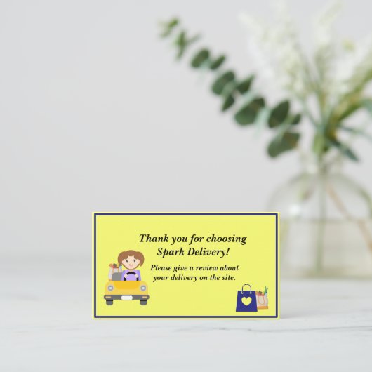 Vrouw Leveringsbestuurder Dank u review Visitekaartje (Staand voorkant)