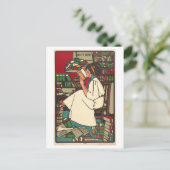 Vrouw lezen Art Deco Briefkaart (Staand voorkant)