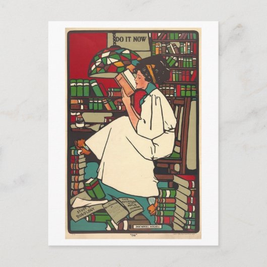 Vrouw lezen Art Deco Briefkaart (Voorkant)