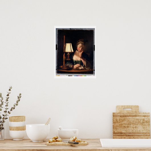 Vrouw: Lezen door een Papierbel Shade, 1766 (olie  Poster (Keuken)