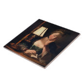 Vrouw: Lezen door een Papierbel Shade, 1766 (olie  Tegeltje (Zijkant)
