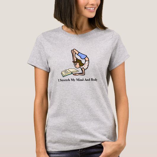 Vrouw Lezen en Yoga Funny T-shirt (Voorkant)