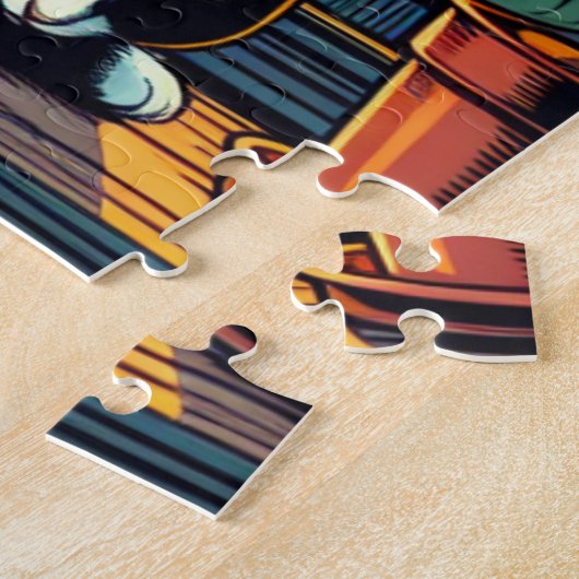 Vrouw Lezen In Stadsvenster Met Kat En Koffie Legpuzzel (Zijkant)