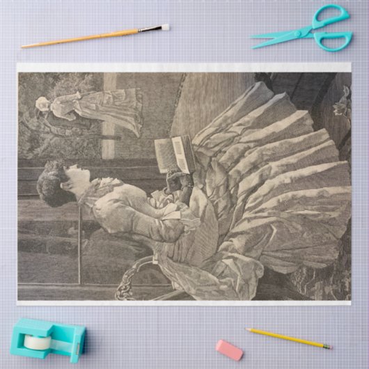 Vrouw lezen, jaren 1880 tissuepapier (Craft)