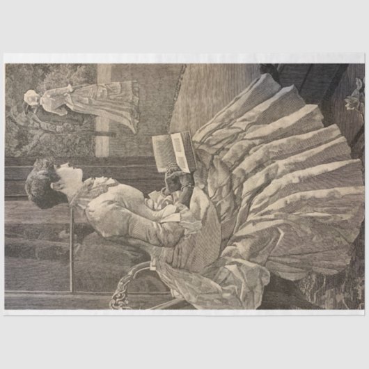 Vrouw lezen, jaren 1880 tissuepapier (Voorkant)