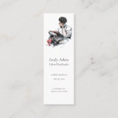 Vrouw lezen mini visitekaartje (Voorkant)