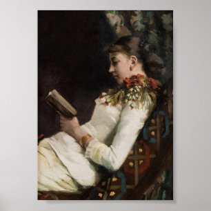 Vrouw lezen, Vrouw portret  kunst Poster