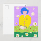 Vrouw lezend in de tuin briefkaart (Voorkant / Achterkant)