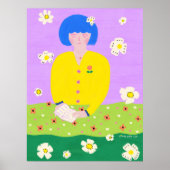 Vrouw lezend in de tuin poster (Voorkant)