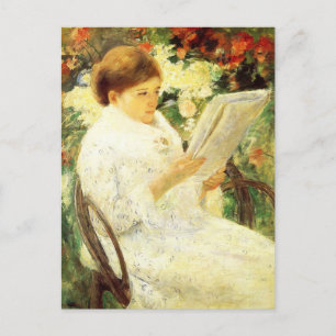 Vrouw lezend in een tuin door Mary Cassatt-ansicht Briefkaart