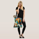 Vrouw Lezing Boek Aan het zwembad Art Deco Design Tote Bag (Op model)