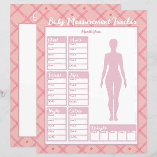 Vrouw Lichaam Metingen Tracker Gewichtsverlies Gra (Voorkant / Achterkant)