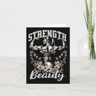 Vrouw lichaamsbouw en bodybuilding kracht en beau kaart