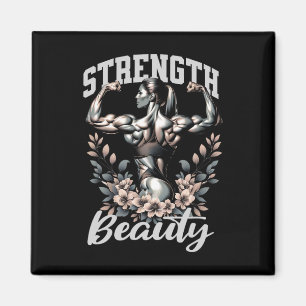 Vrouw lichaamsbouw en bodybuilding kracht en beau magneet
