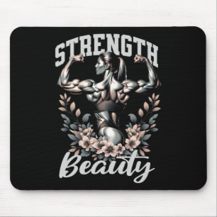Vrouw lichaamsbouw en bodybuilding kracht en beau muismat