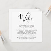 Vrouw liefdesgedicht van echtgenoot kaart (Voorkant / Achterkant in situ)