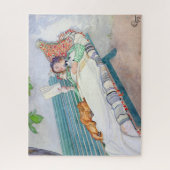 Vrouw liggend op een bank door Carl Larsson Legpuzzel (Verticaal)