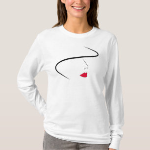 Vrouw Lijn Gezicht met Pet Tee Shirt