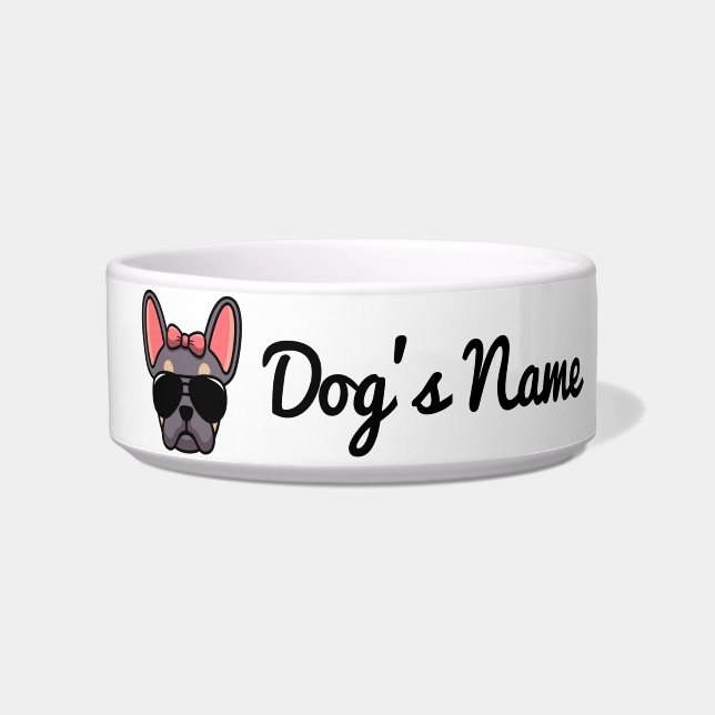 Vrouw Lila Tan French Bulldog Bowl Voerbakje (Voorkant)
