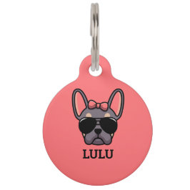 Vrouw Lila Tan French Bulldog Pet ID Tag Huisdierpenning