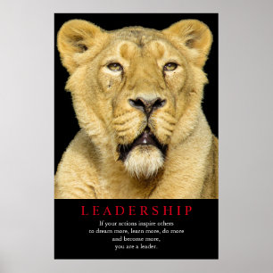 Vrouw Lion Motivatie Leiderschap Poster