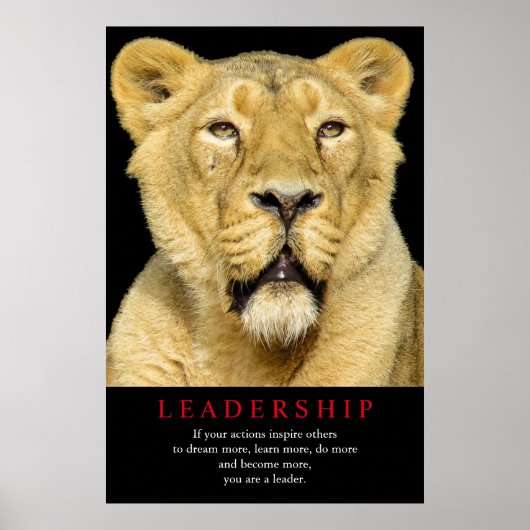 Vrouw Lion Motivatie Leiderschap Poster (Voorkant)