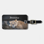 Vrouw Lion Resting in Oerwoud Personaliseert reize Bagagelabel (Voorkant horizontaal)