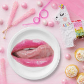 Vrouw lippen papieren bordje (Feest)
