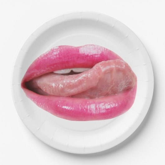 Vrouw lippen papieren bordje (Voorkant)